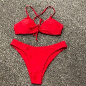 ZAFUL lace up front bikini set